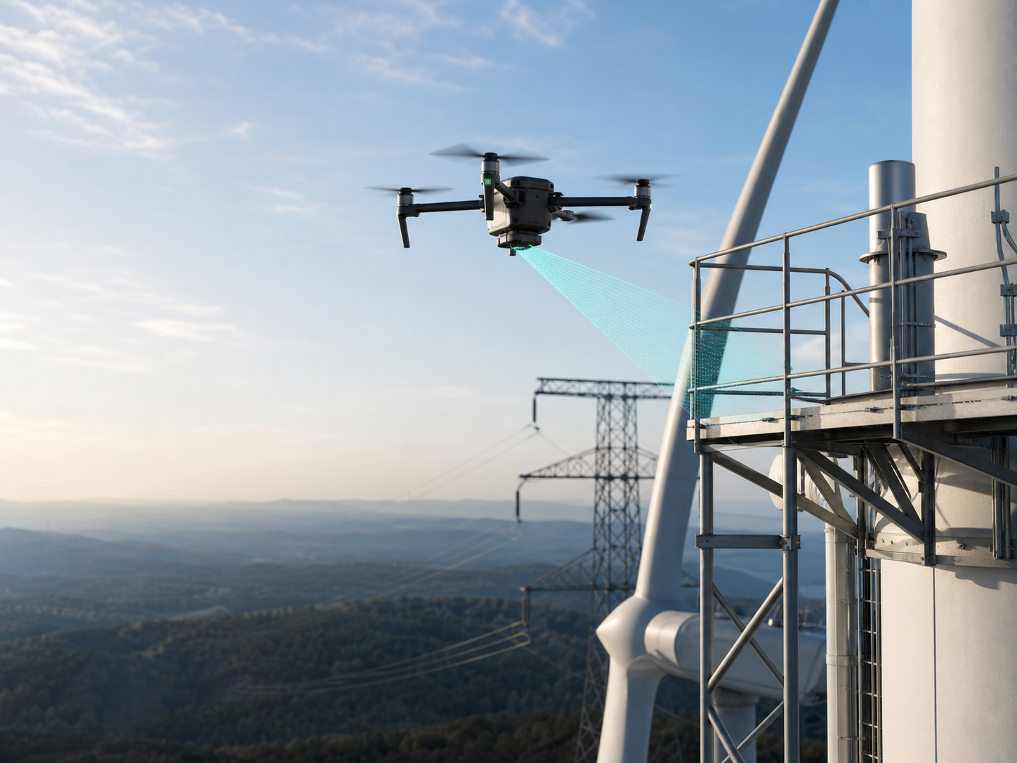 Industrial UAV using laser ranging to detect wind-turbine infrastructure