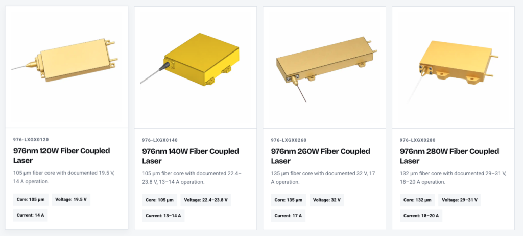 976nm fiber coupled laser diode comparison table