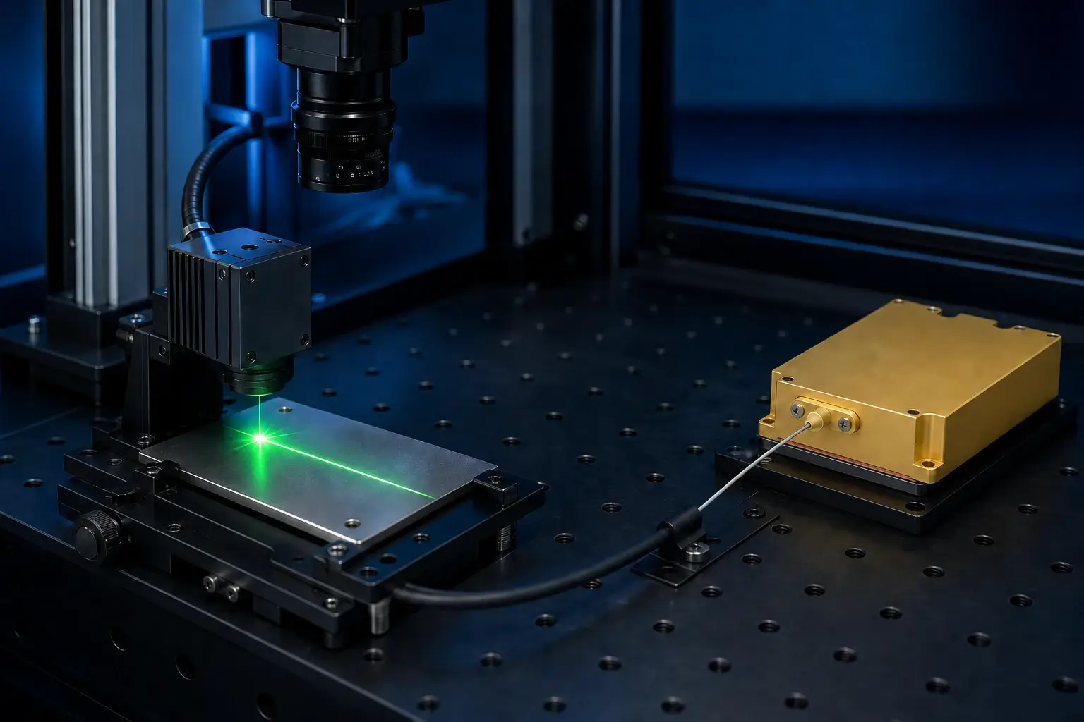 525nm Green Laser used in an industrial machine vision inspection setup