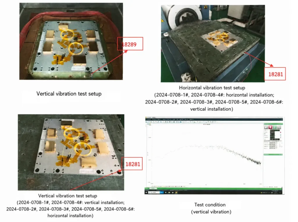 Samples Mounted on the Vibration Test Table