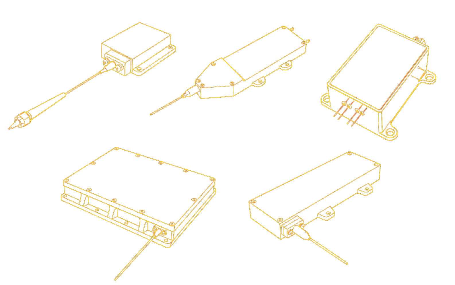 Lumexis fiber coupled laser product family in yellow engineering line art