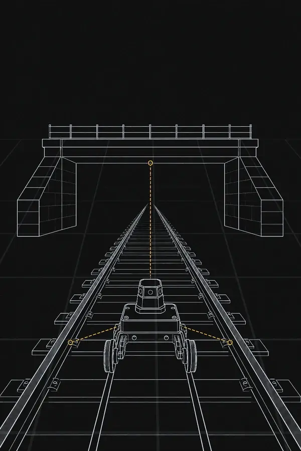 Railway inspection platform measuring track and structural clearance