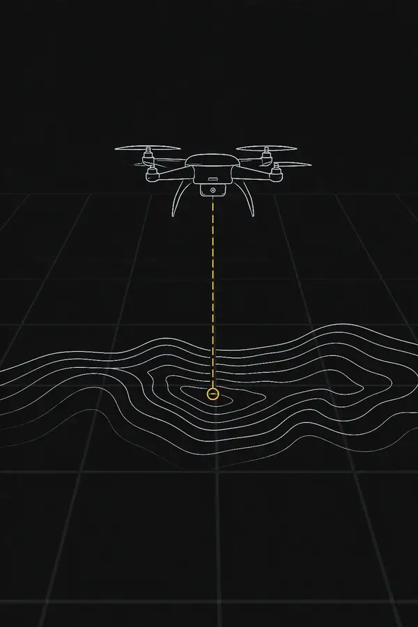 Civil UAV measuring altitude above mapped terrain with a laser rangefinder