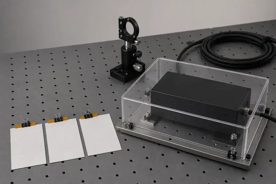 Conceptual engineering workspace for reviewing a laser rangefinder configuration and accessible output.