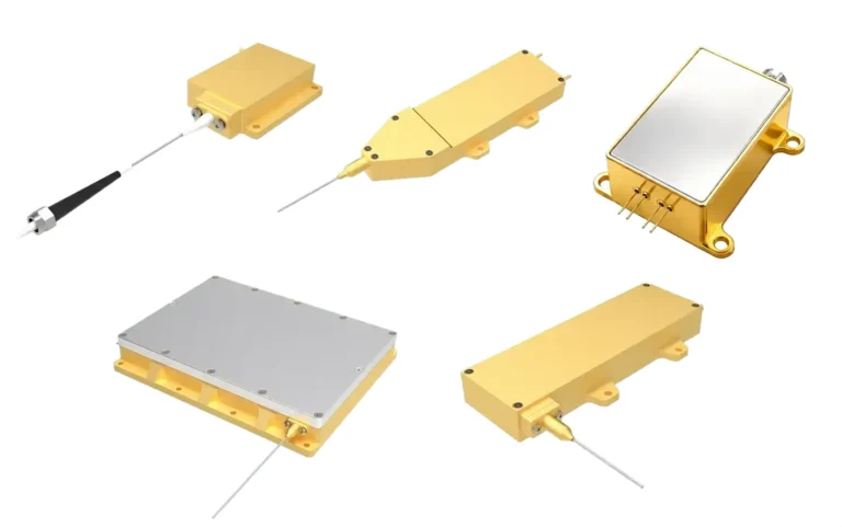 LUMEXIS fiber-coupled diode laser pump modules with output fibres, used for laser pumping of solid-state and fiber lasers