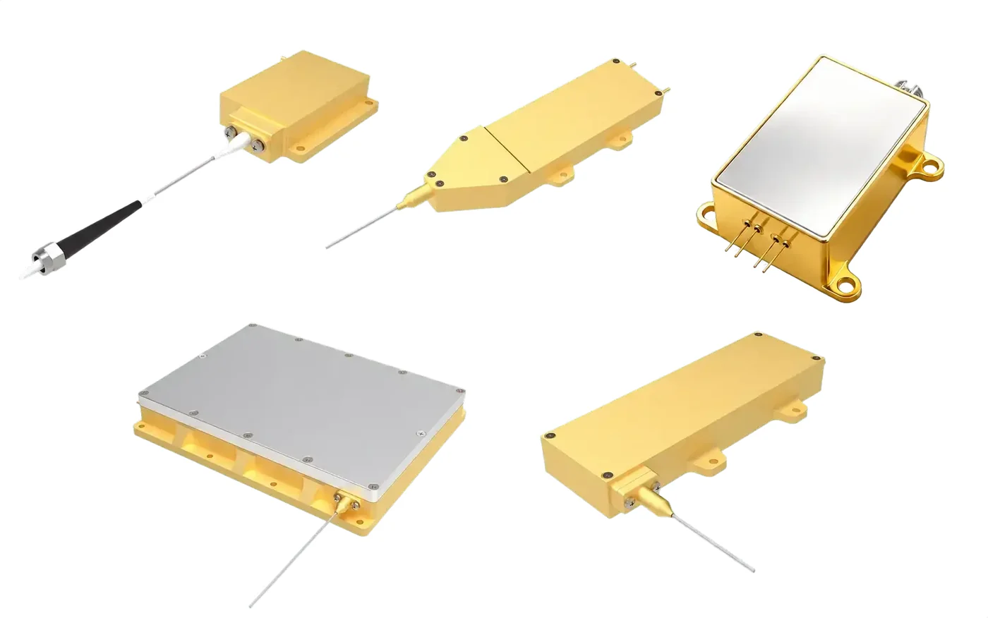 LUMEXIS fiber-coupled diode laser pump modules with output fibres, used for laser pumping of solid-state and fiber lasers
