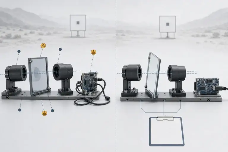 Comparison of uncontrolled and controlled conditions used to improve laser rangefinder accuracy