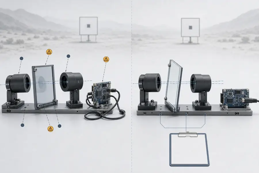 Comparison of uncontrolled and controlled conditions used to improve laser rangefinder accuracy