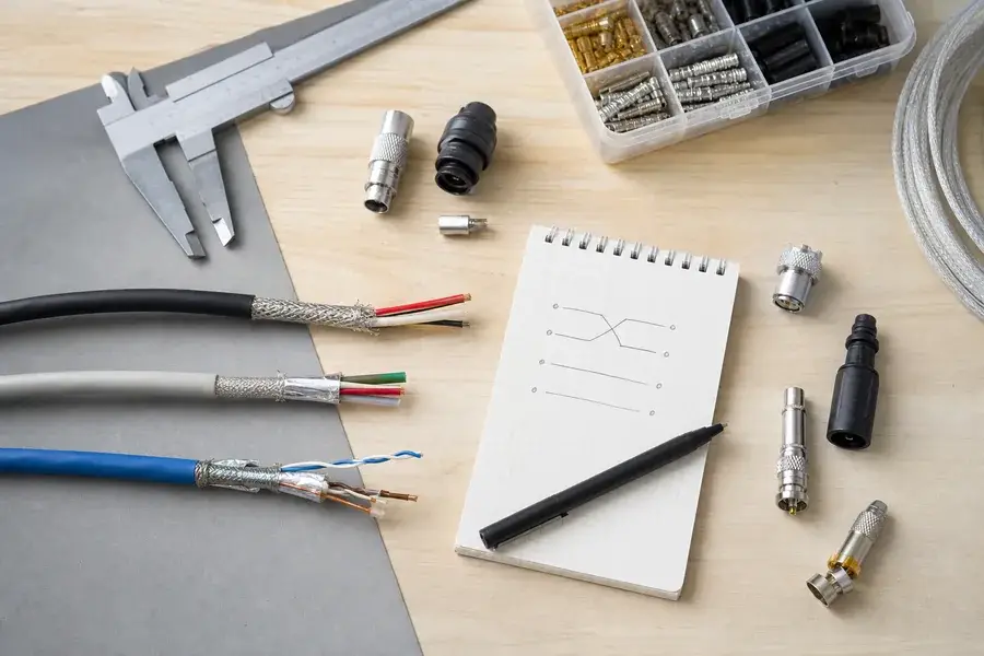 Conceptual worktable for reviewing cable and connector choices
