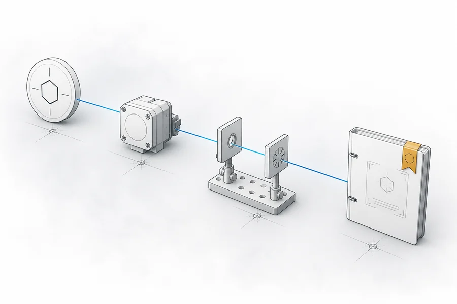 Conceptual evidence chain linking one controlled OEM requirement to a configuration-specific sample, test method, and review record.